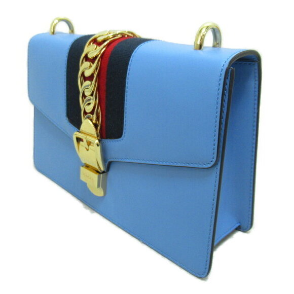 Gucci Sylvie Shoulder Bag Leather Blue - Picture 3 of 9